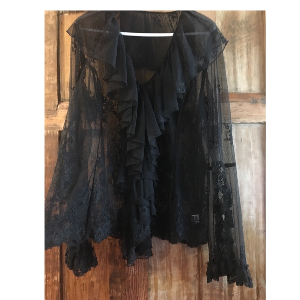 Elegant Black Lace Blouse XL - Picture 4 of 8